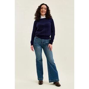 Petite Flare Tummy Control Double Button High Waist Jean (Make Offer)